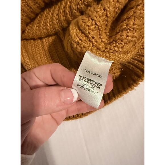 Lulu’s Cowl Knit Cropped Sweater Size Small Yellow/Brown - Picture 4 of 6